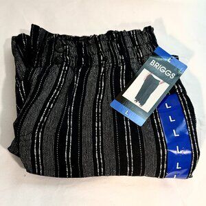 Briggs Women's Linen Blend Pants  Size L Black Stripe Cottagecore Coastal (NEW)